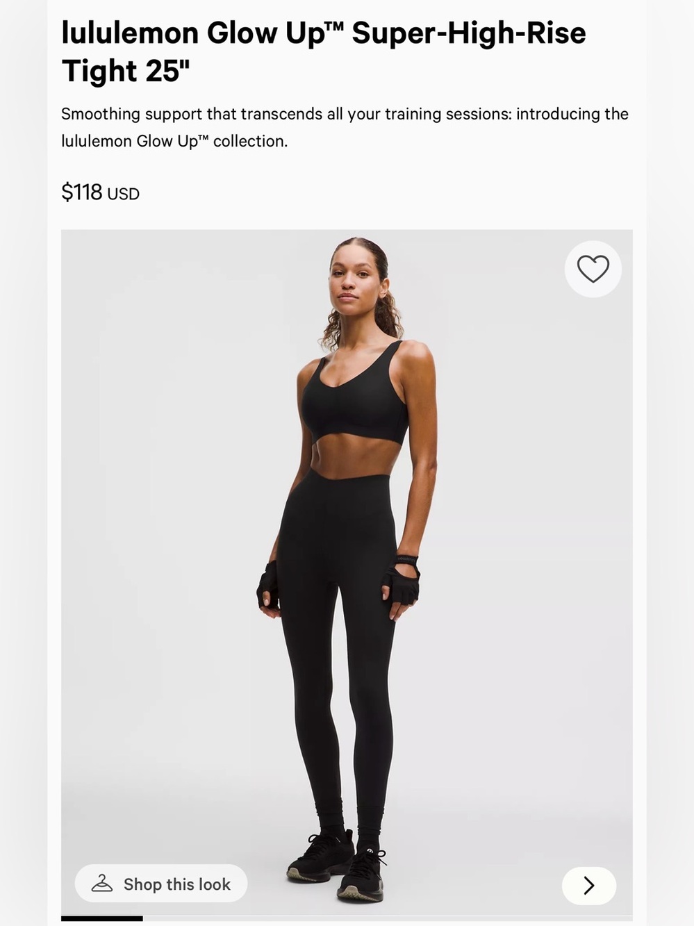 NWT Lululemon Glow Up™ Super-High-Rise Tight 25" - Black, size 6.